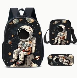 3 Piece Astronaut Print Backpack Set