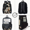 3 Piece Astronaut Rocket Print Backpack Set