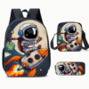 3 Piece Astronaut Rocket Print Backpack Set
