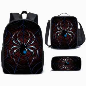 3 Piece Dark Spider Series Print Backpack Set