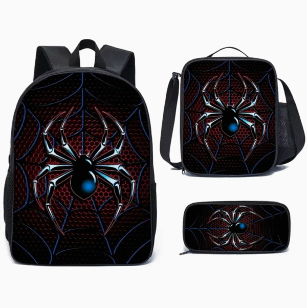3 Piece Dark Spider Series Print Backpack Set
