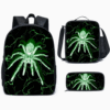 3 Piece Neon Spider Series Print Backpack Set