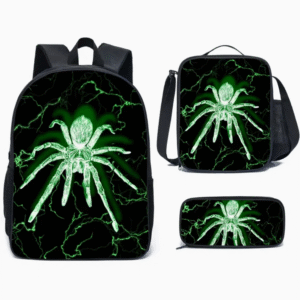 3 Piece Neon Spider Series Print Backpack Set