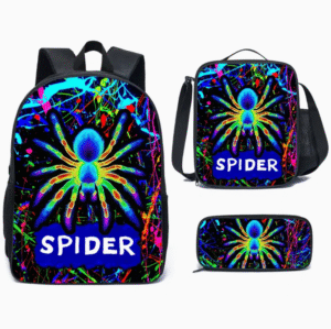 3 Piece Rainbow Spider Series Print Backpack Set