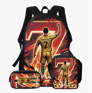 3 Piece Football Star Cartoon Backpack Set