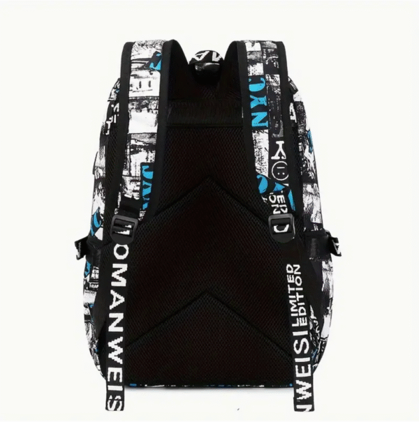 3 Piece Anime Shark Print School Backpack Set
