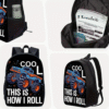 3 Piece Monster Truck Print Backpack Set