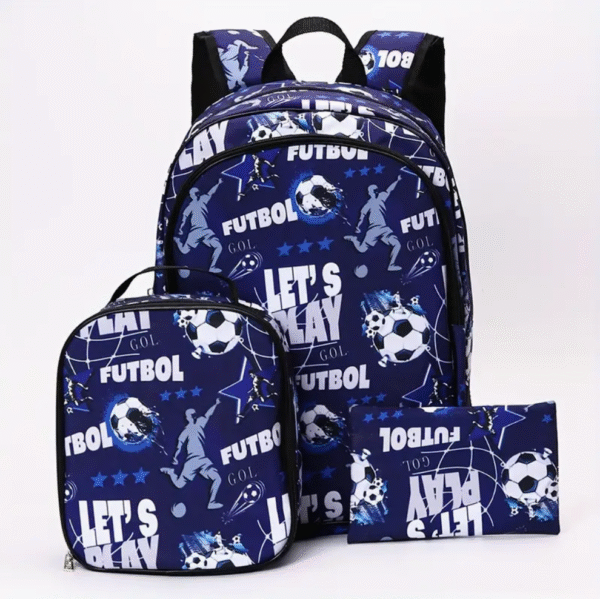 3 Piece Vongola Football Print Backpack Set