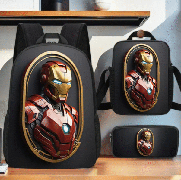 3 Piece Iron Men School Backpack Set