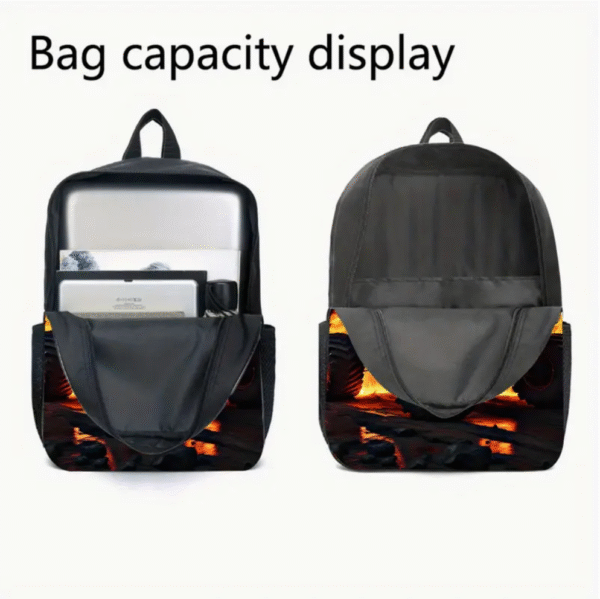 3 Piece Flaming Monster Truck Racing Car Backpack Set