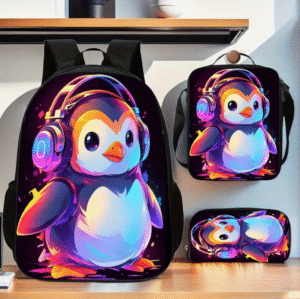 3 Piece Adorable Penguin Backpack Set
