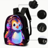 3 Piece Adorable Penguin Backpack Set